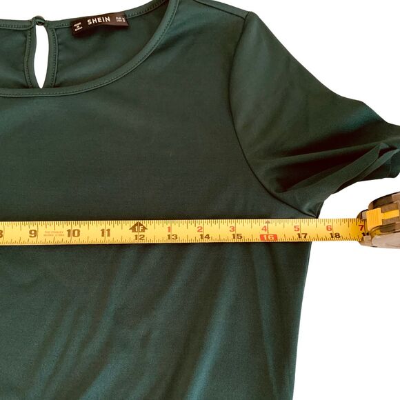 Shein Scallop Hem & Sleeve Dress Women’s Size S Teal Green Short Sleeve Casual S - Picture 10 of 11